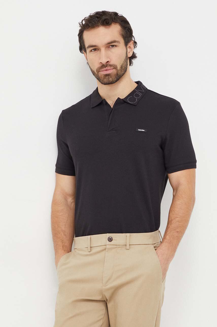 Levně Polo tričko Calvin Klein černá barva, K10K112762