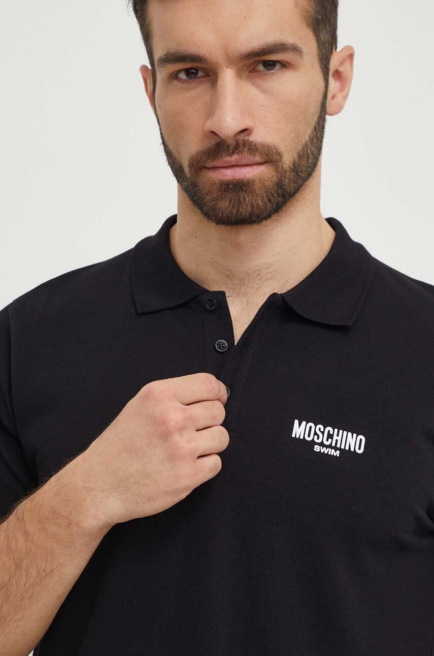 Βαμβακερό πόλο παραλίας Moschino Underwear χρώμα: μαύρο φωτογραφία