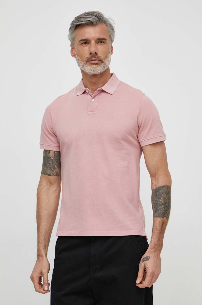 Levně Bavlněné polo tričko Pepe Jeans růžová barva