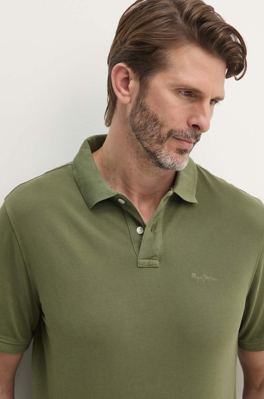 Pepe Jeans polo de bumbac culoarea verde, neted