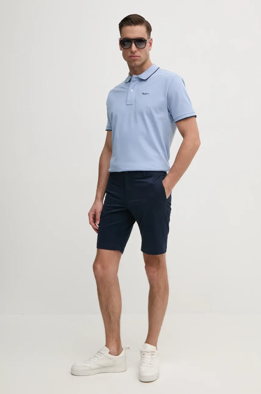 Хлопковое поло Pepe Jeans Hans цвет зелёный однотонное PM542101 Хлопковое поло Pepe Jeans Hans цвет зелёный однотонное PM542101