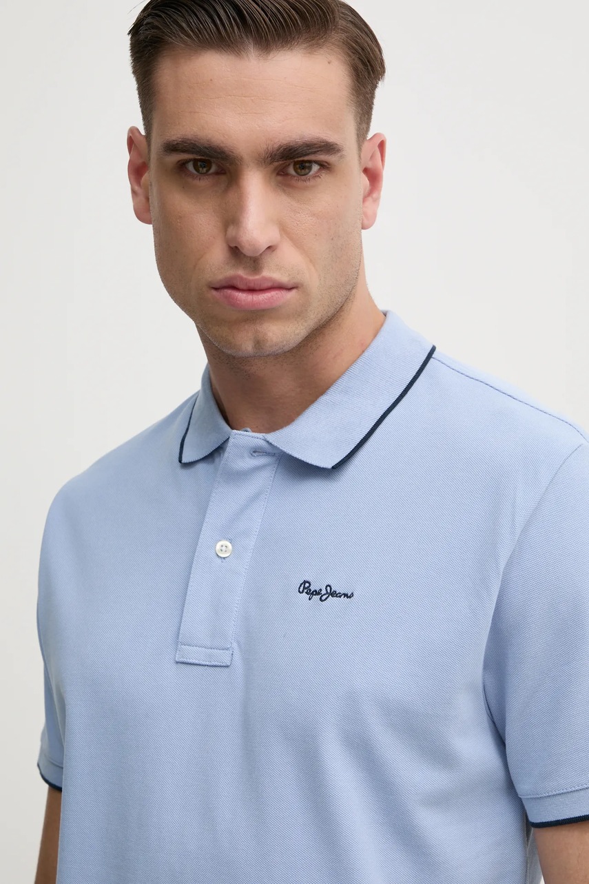 Бавовняне поло Pepe Jeans Hans колір зелений однотонне PM542101 