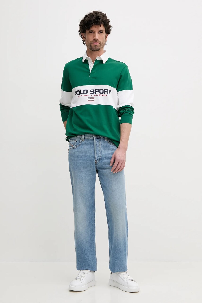 Хлопковый лонгслив Polo Ralph Lauren цвет зелёный однотонный 710938458 Хлопковый лонгслив Polo Ralph Lauren цвет зелёный однотонный 710938458