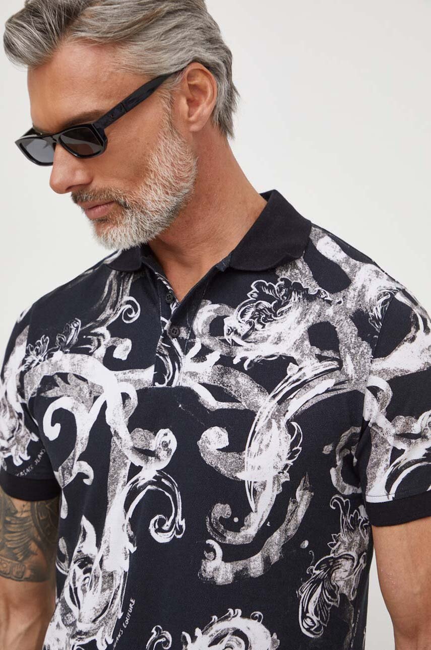

Поло Versace Jeans Couture чоловічий колір чорний візерунок