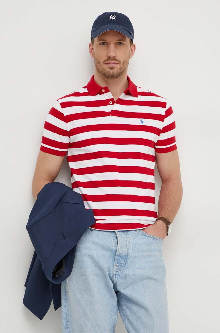Levně Bavlněné polo tričko Ralph Lauren červená barva, 710934552
