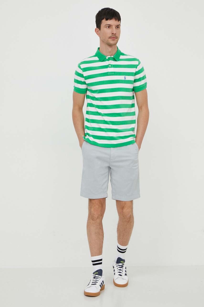 

Памучна тениска с яка Polo Ralph Lauren в зелено с десен 710934552, Зелен