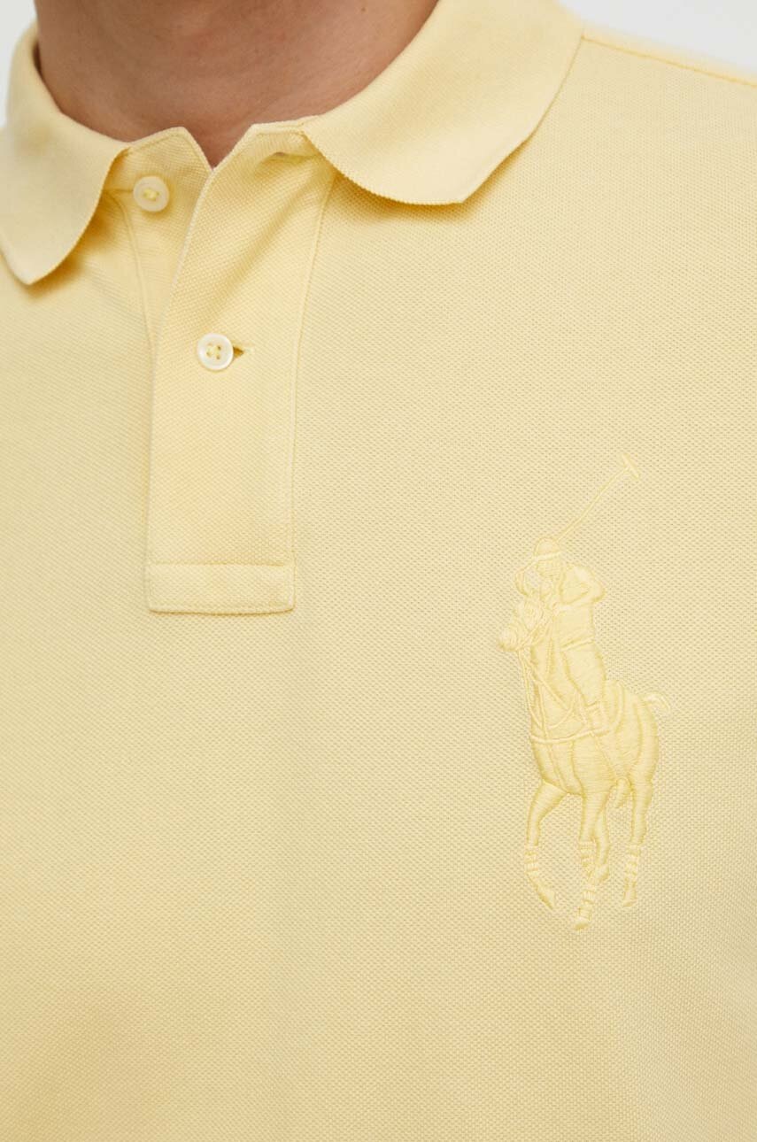 Βαμβακερό μπλουζάκι πόλο Polo Ralph Lauren χρώμα: κίτρινο φωτογραφία