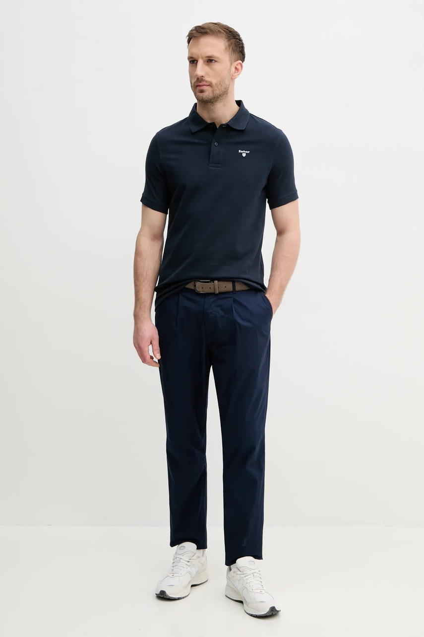 Хлопковое поло Barbour цвет синий однотонный Хлопковое поло Barbour цвет синий однотонный