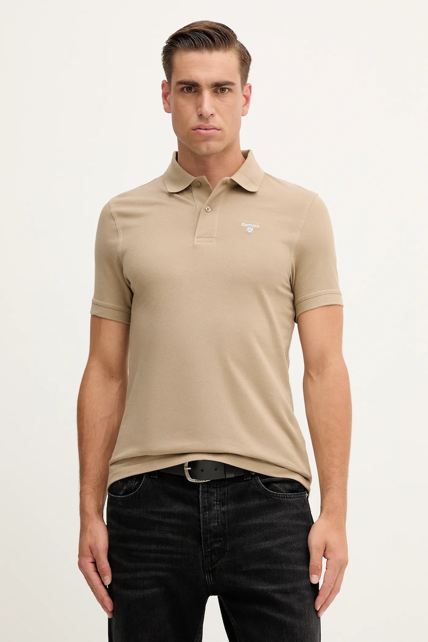 Barbour polo de bumbac ESSENTIALS culoarea negru, uni, MML0358