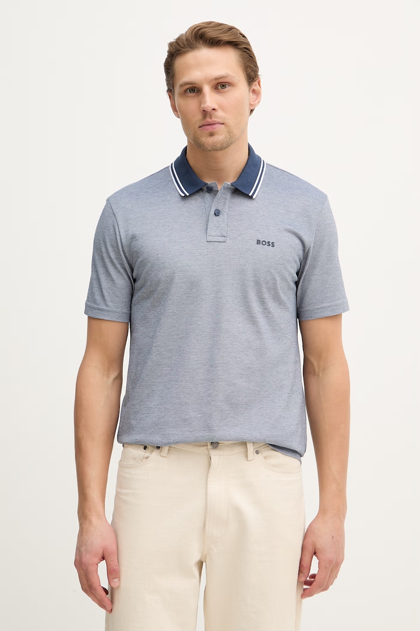 Βαμβακερό μπλουζάκι πόλο BOSS Orange PeoxfordNew