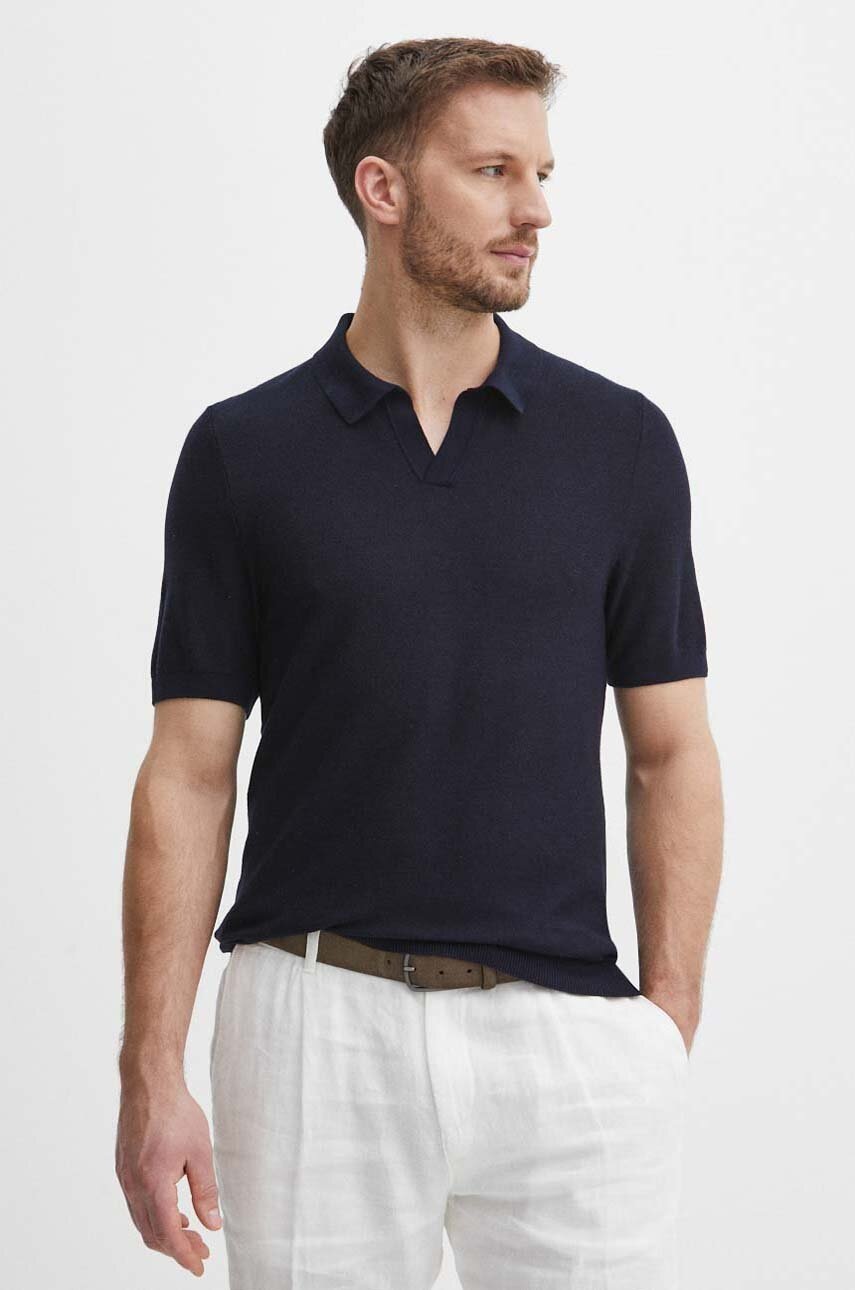 BOSS tricou polo barbati, culoarea albastru marin, neted, 50511775