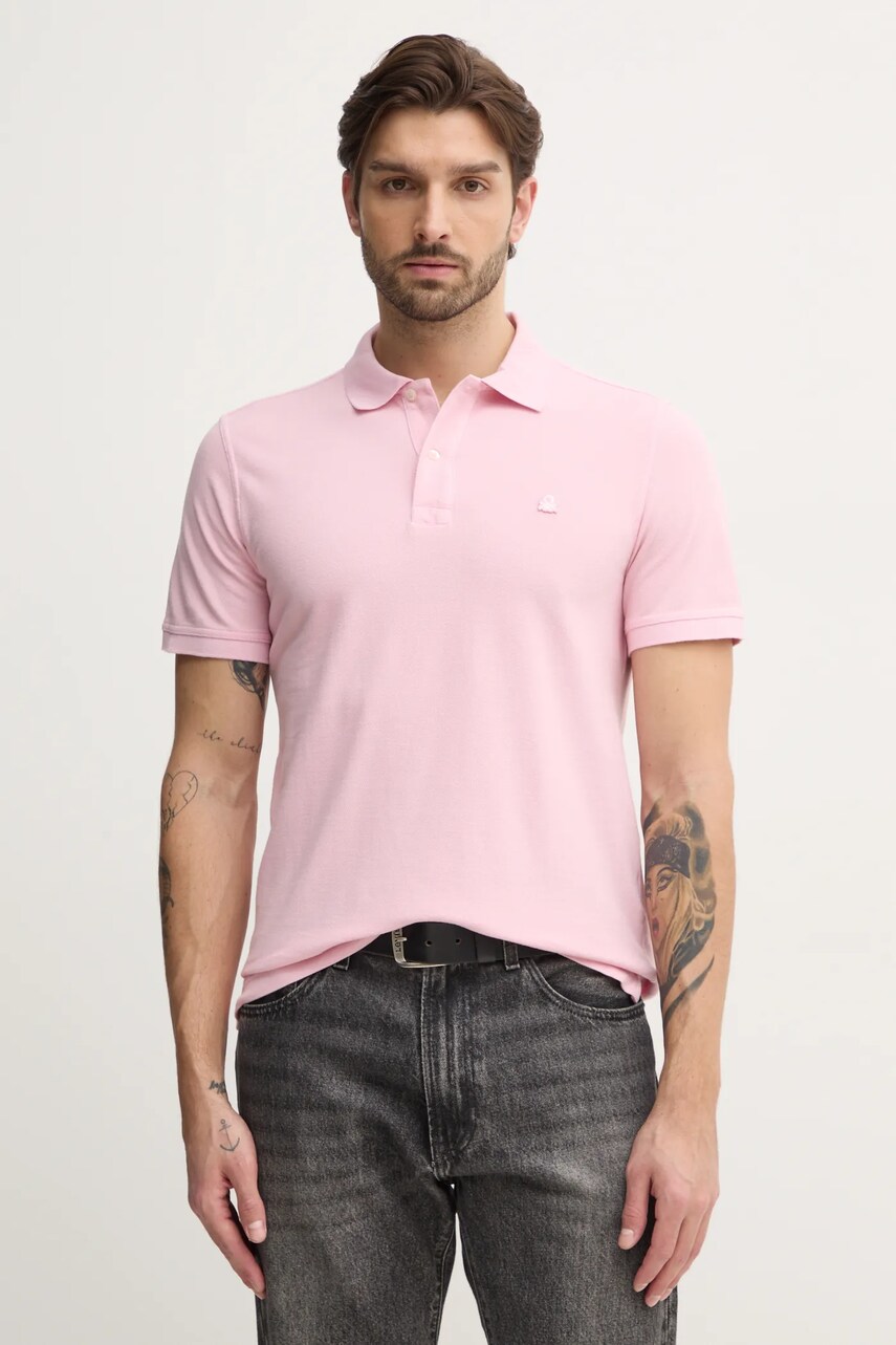 United Colors of Benetton polo de bumbac culoarea roz, neted, 3089J3179