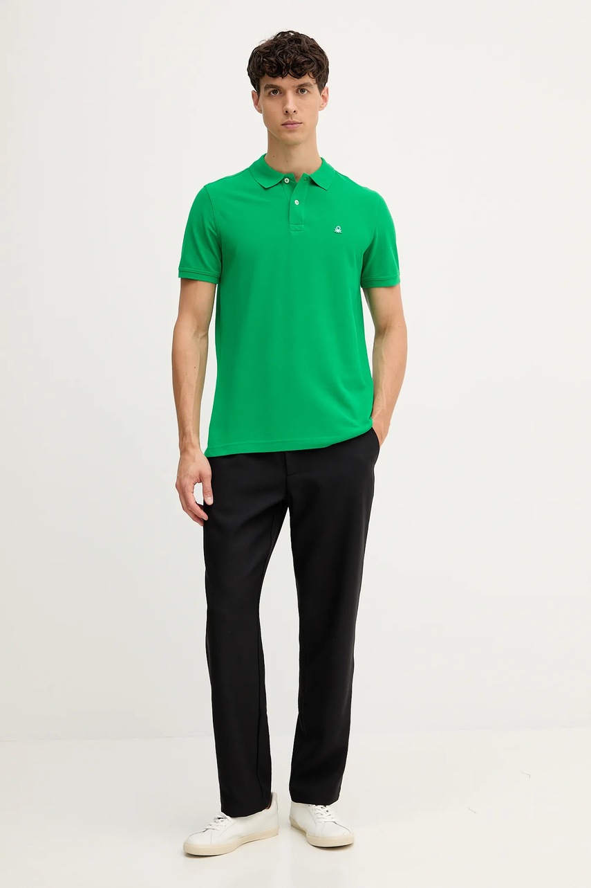 Хлопковое поло United Colors of Benetton цвет розовый однотонное 3089J3179