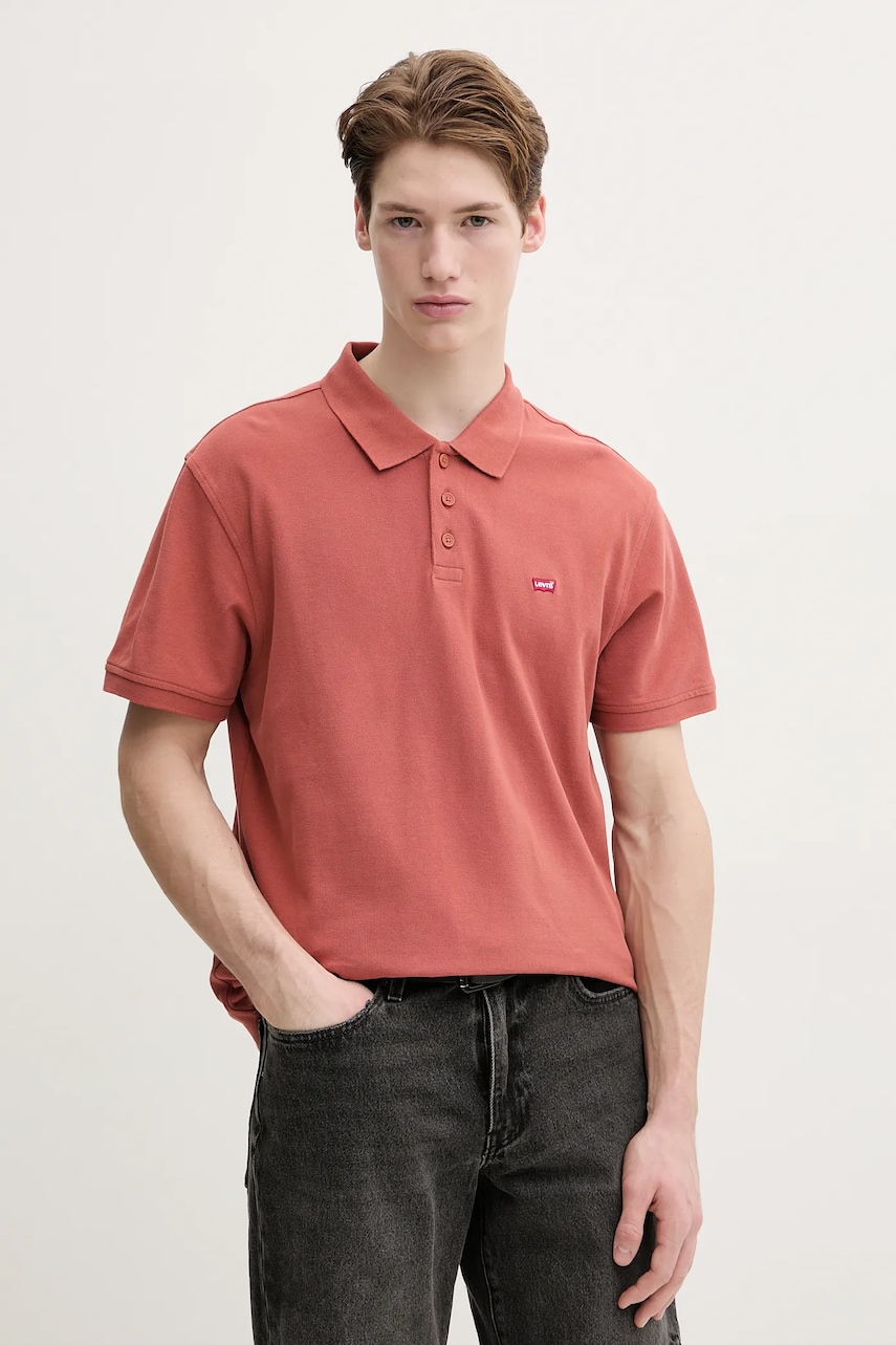 Levi\'s polo de bumbac culoarea portocaliu, neted, 35883