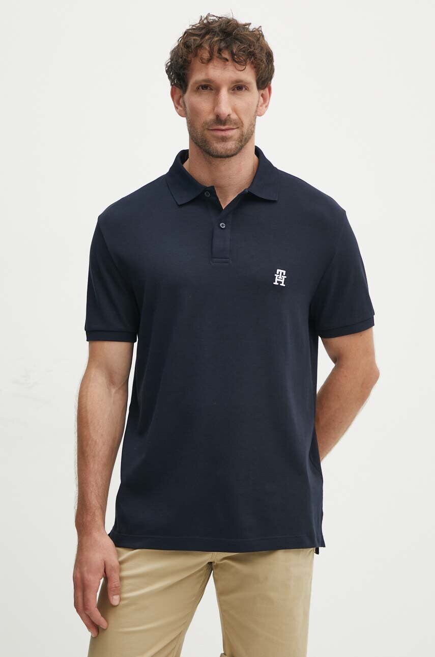 Levně Bavlněné polo tričko Tommy Hilfiger tmavomodrá barva