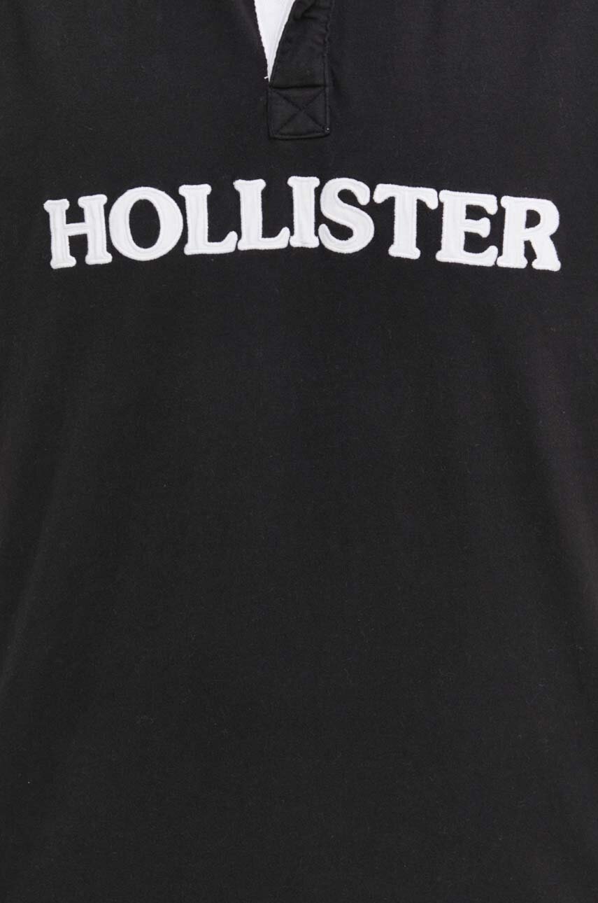 Βαμβακερό μπλουζάκι πόλο Hollister Co. χρώμα: μαύρο φωτογραφία