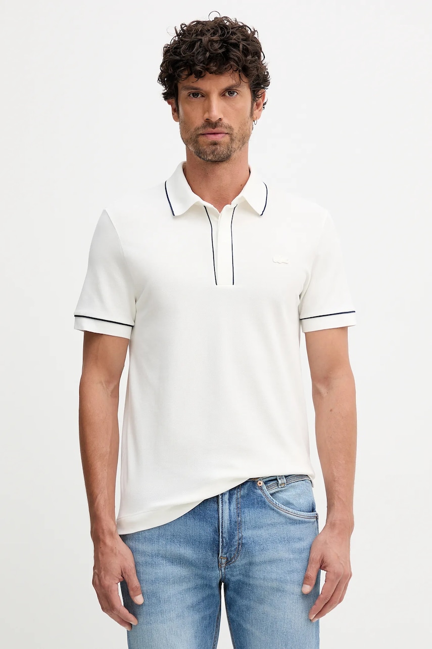 Lacoste tricou polo barbati, culoarea bej, neted, PH8184