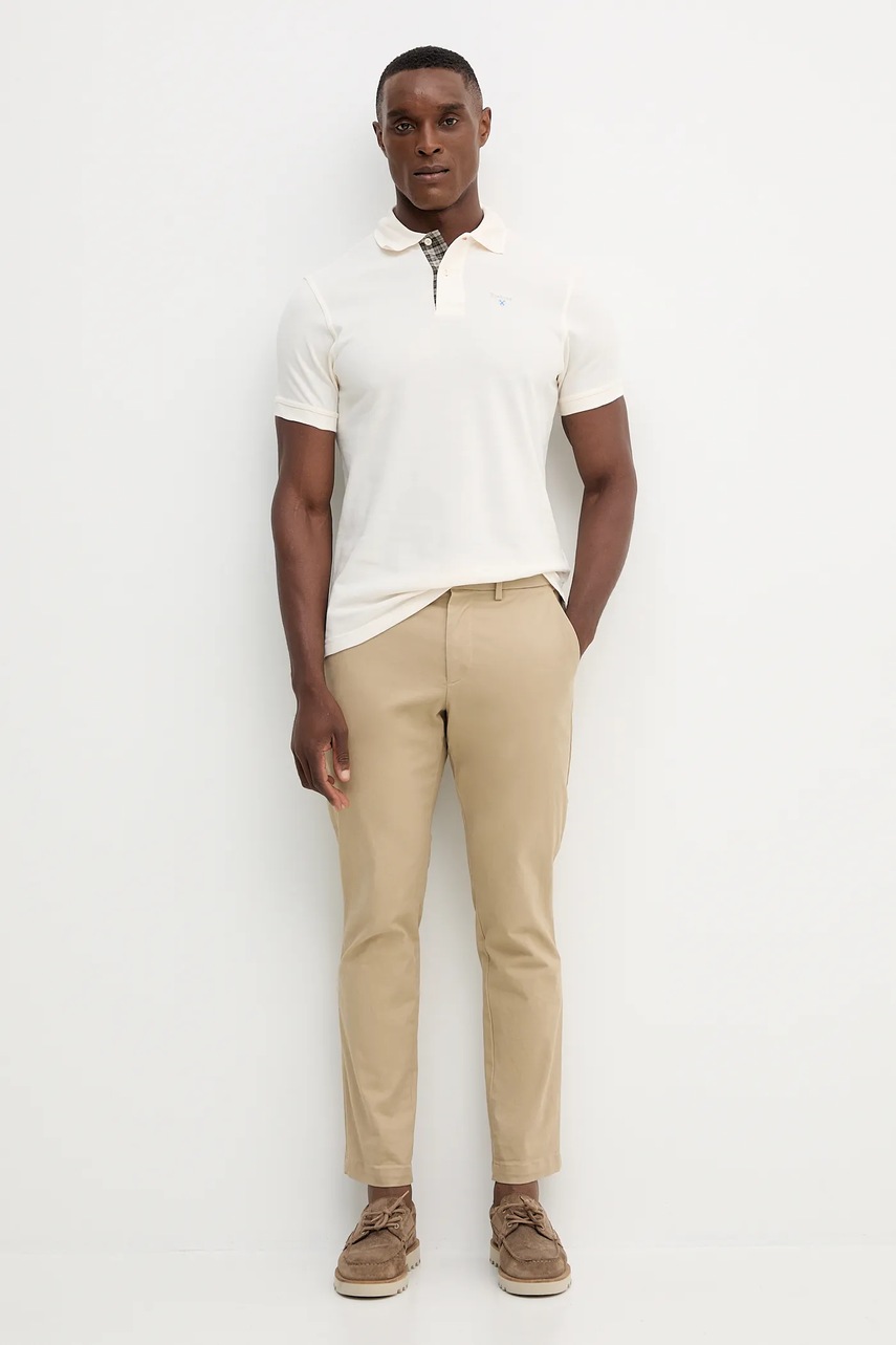 Хлопковое поло Barbour Tartan Pique Polo цвет зелёный с аппликацией MML0012