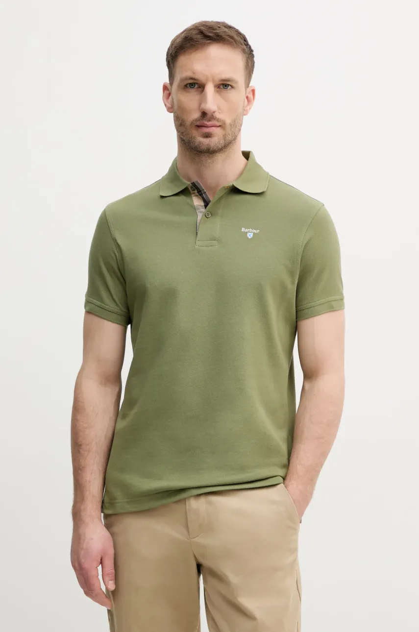 Barbour polo de bumbac Tartan Pique Polo culoarea verde, cu imprimeu, MML0012