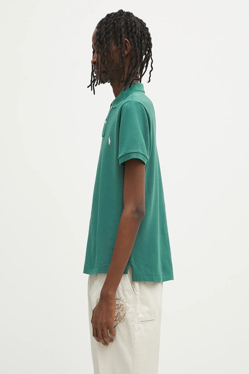 Хлопковое поло Polo Ralph Lauren однотонное 710680784