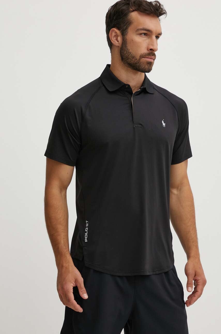 

Тениска с яка Polo Ralph Lauren в черно с изчистен дизайн 710900937, Черен