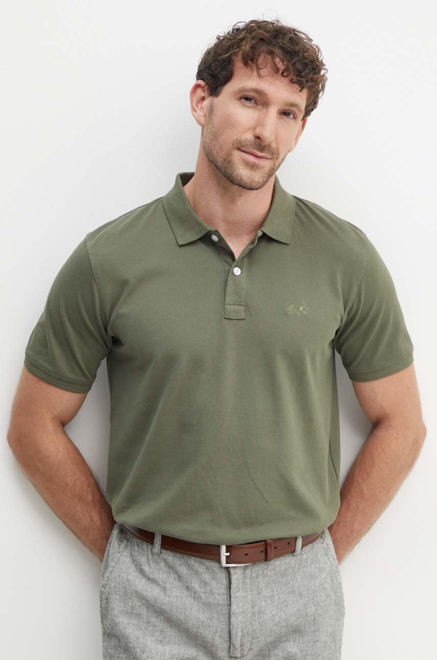 Lindbergh tricou polo barbati, culoarea verde, neted, 30-404016 Lindbergh tricou polo barbati, culoarea verde, neted, 30-404016