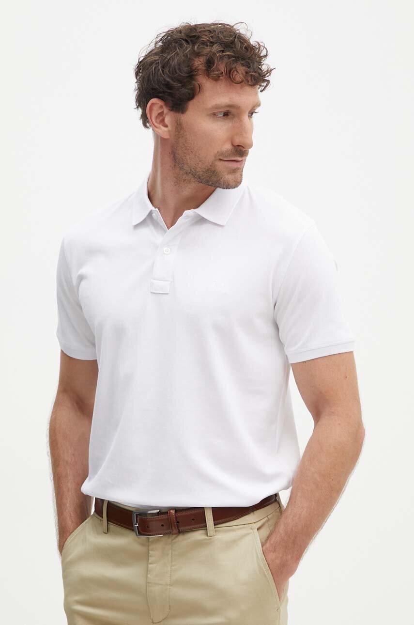 Lindbergh tricou polo barbati, culoarea alb, neted, 30-404016