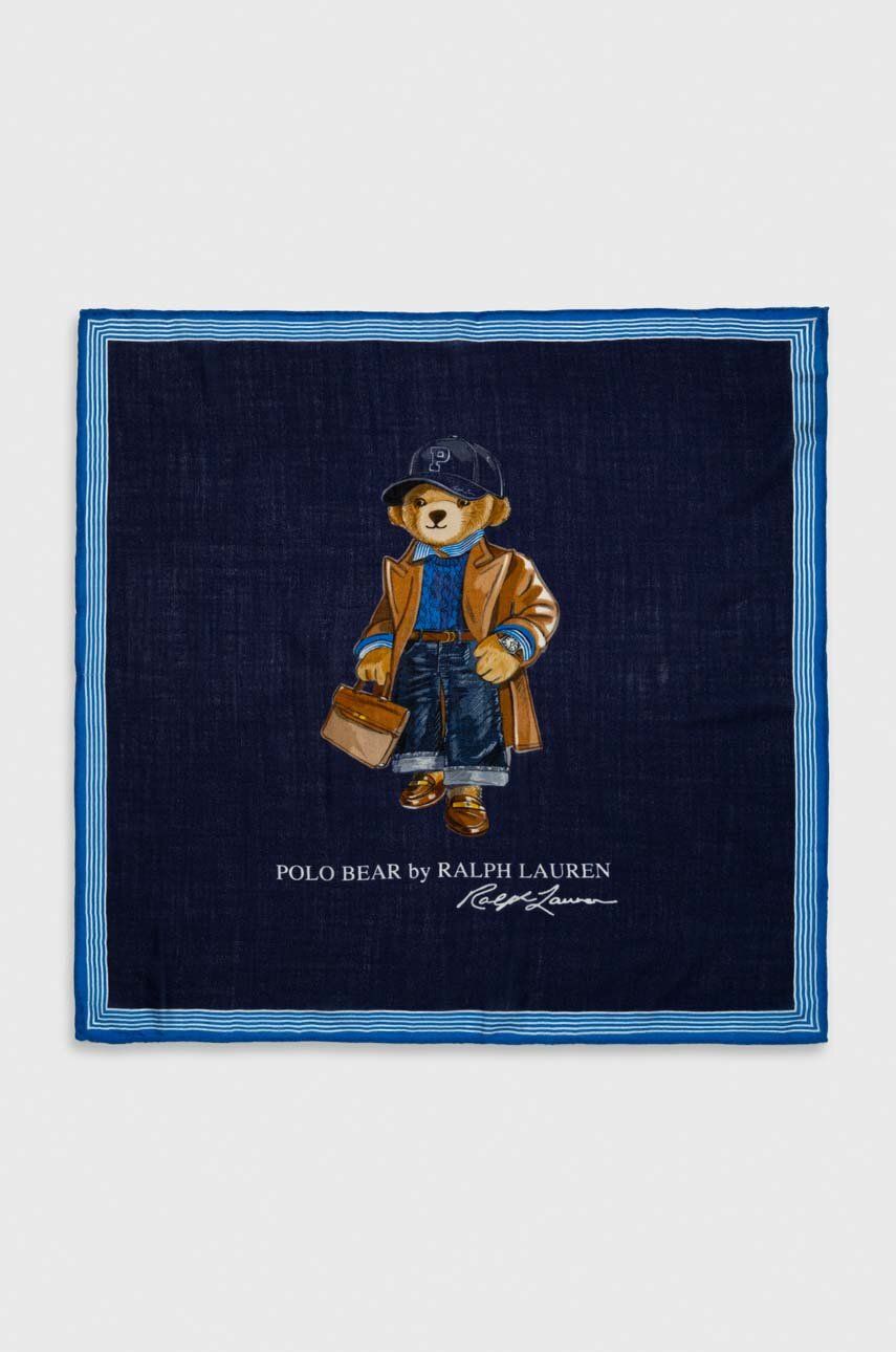 Levně Vlněný šátek Polo Ralph Lauren tmavomodrá barva, 455931399
