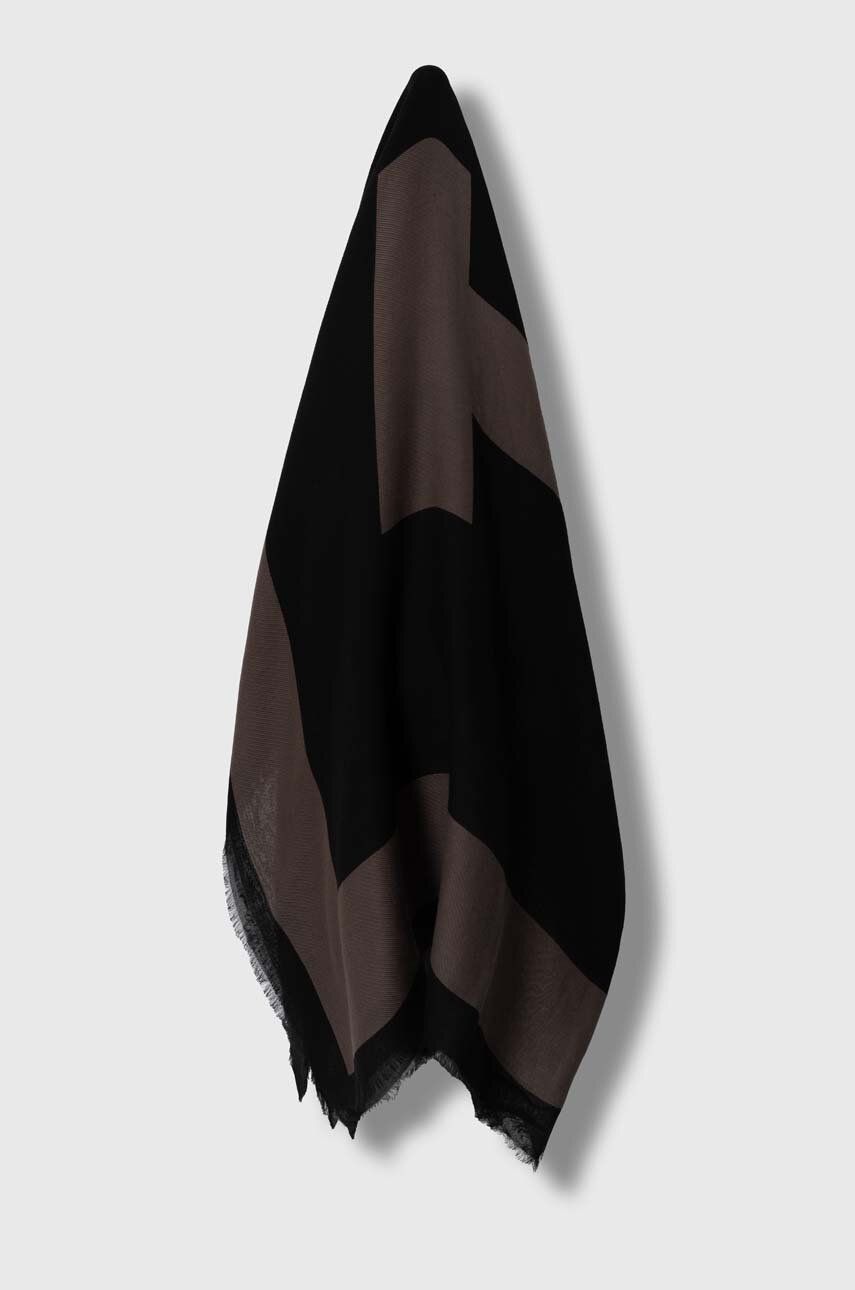 Šátek Tommy Hilfiger černá barva, vzorovaný, AW0AW15792