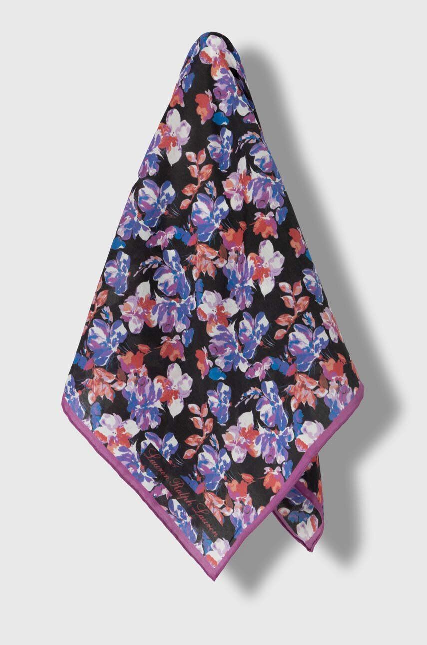 Levně Šátek s příměsí hedvábí Lauren Ralph Lauren fialová barva