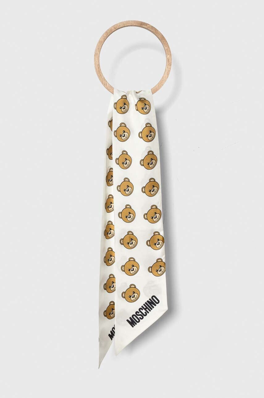Moschino esarfa de matase culoarea alb, modelator