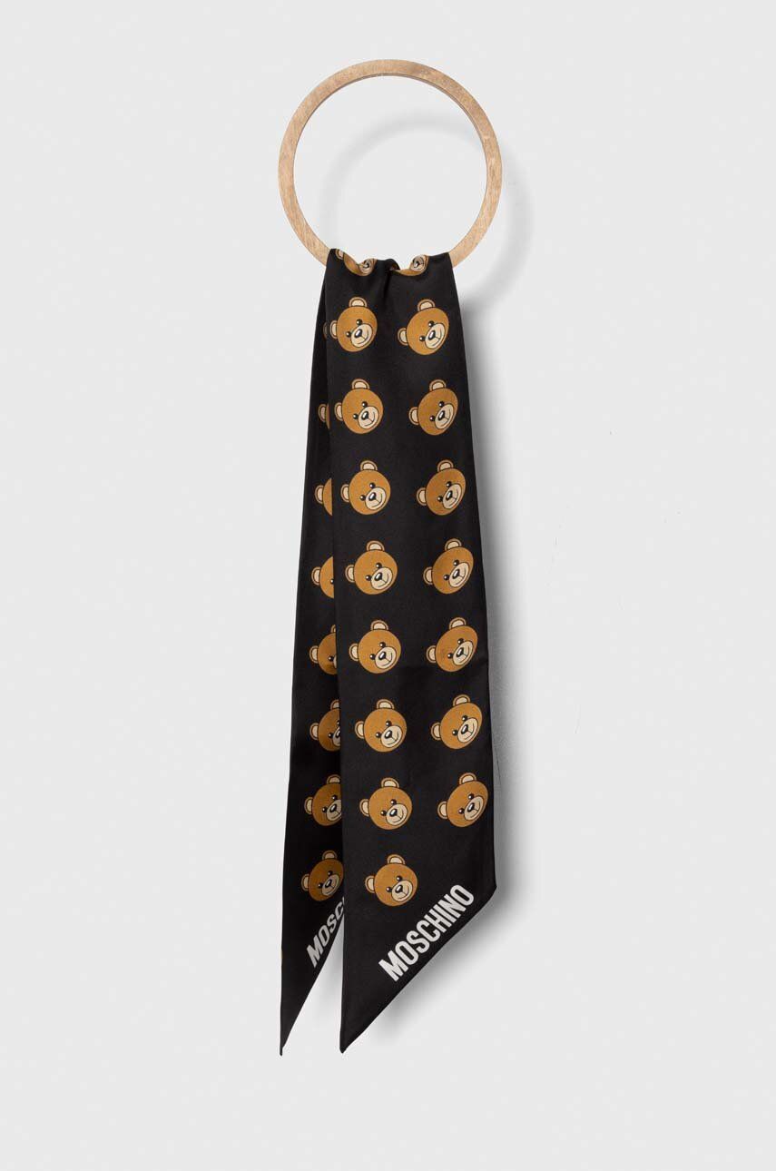Hedvábný kapesníček Moschino černá barva, M5708 E3242