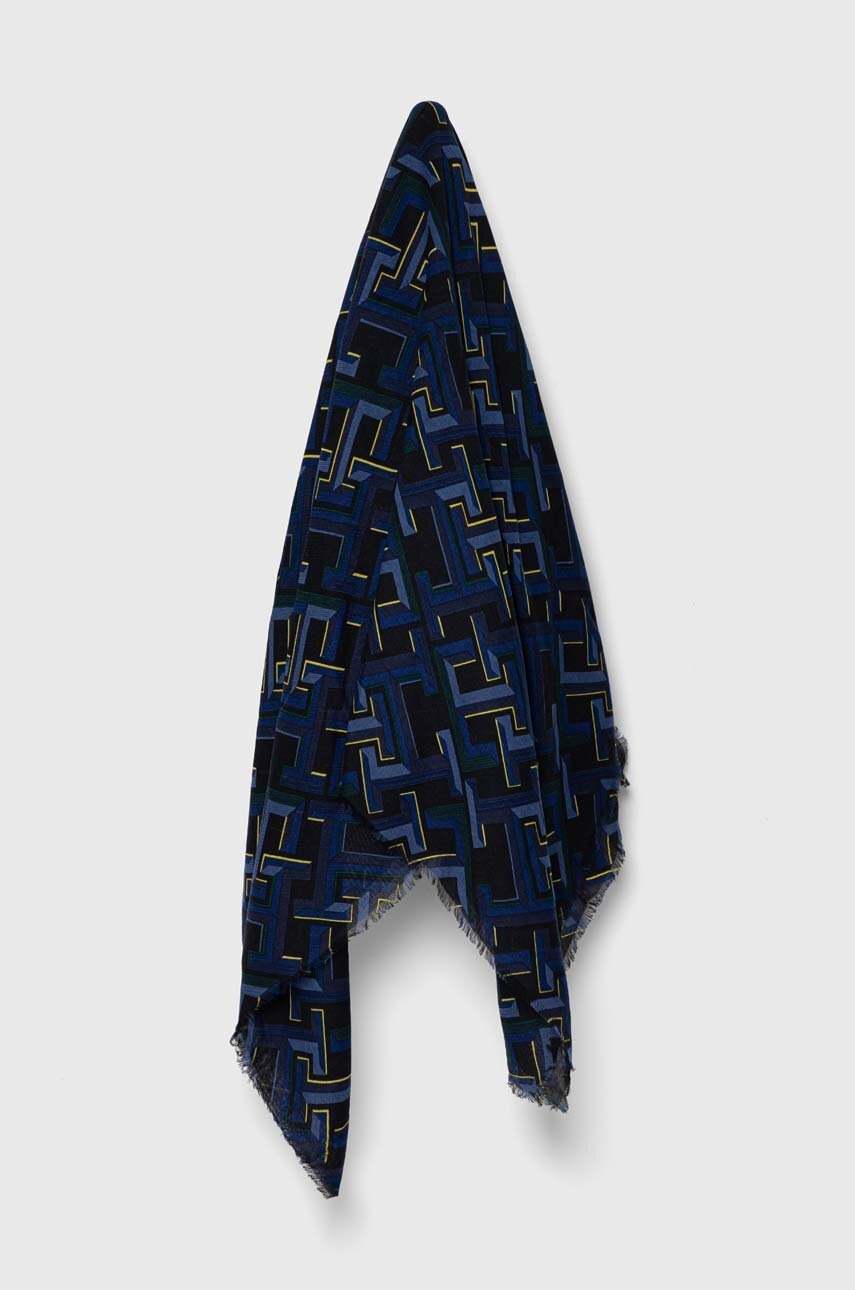 

Шал Tommy Hilfiger дамски в синьо с десен, Син