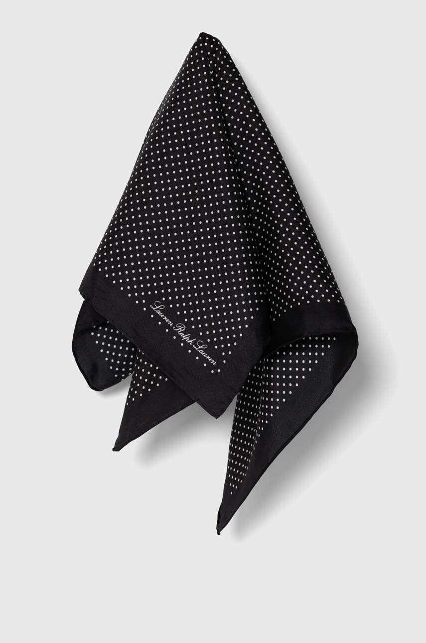 

Копринено шалче Lauren Ralph Lauren в черно с десен 454943675, Черен
