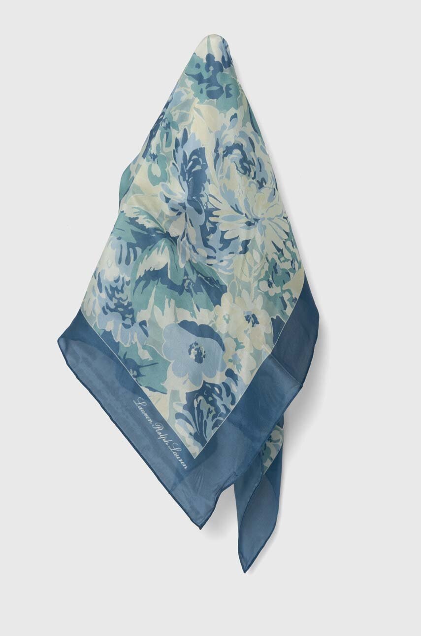 

Копринено шалче Lauren Ralph Lauren в синьо с десен 454943685, Син