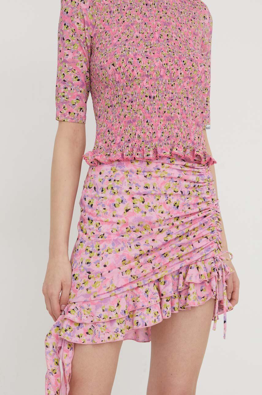 E-shop Sukně HUGO růžová barva, mini
