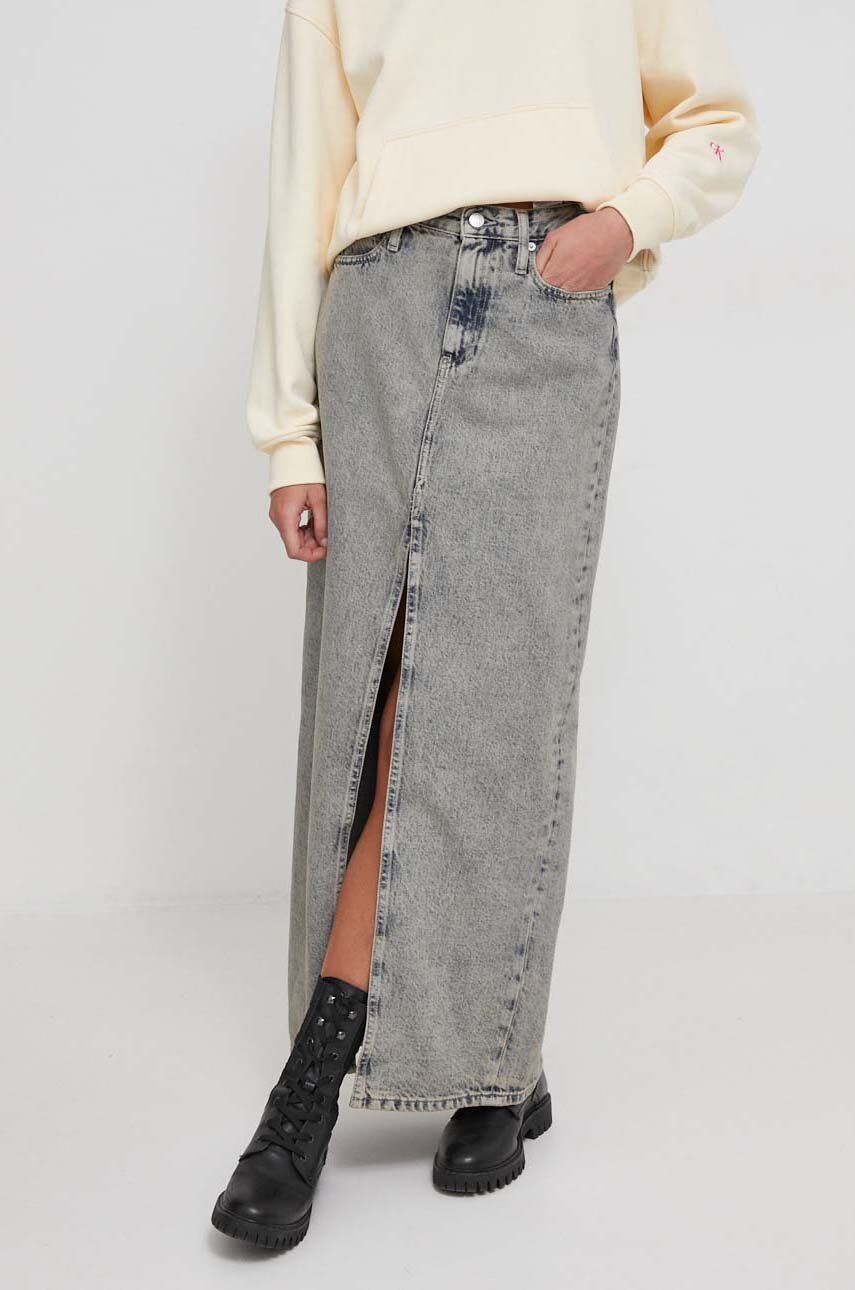 Levně Džínová sukně Calvin Klein Jeans maxi