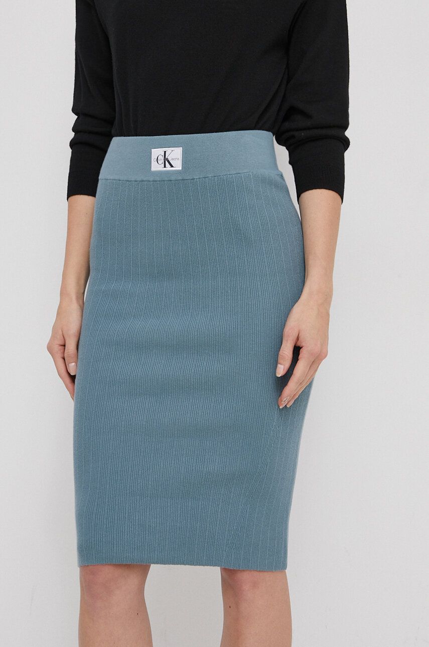 Levně Sukně Calvin Klein Jeans midi, pouzdrová