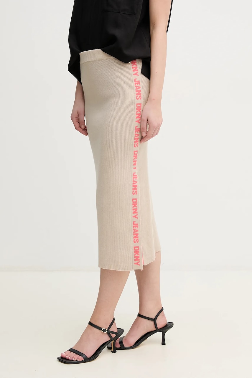 Dkny fusta culoarea bej, midi, creion Dkny fusta culoarea bej, midi, creion