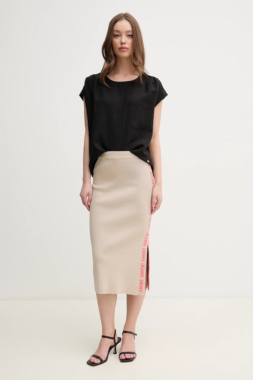 Юбка Dkny цвет бежевый midi карандаш Юбка Dkny цвет бежевый midi карандаш
