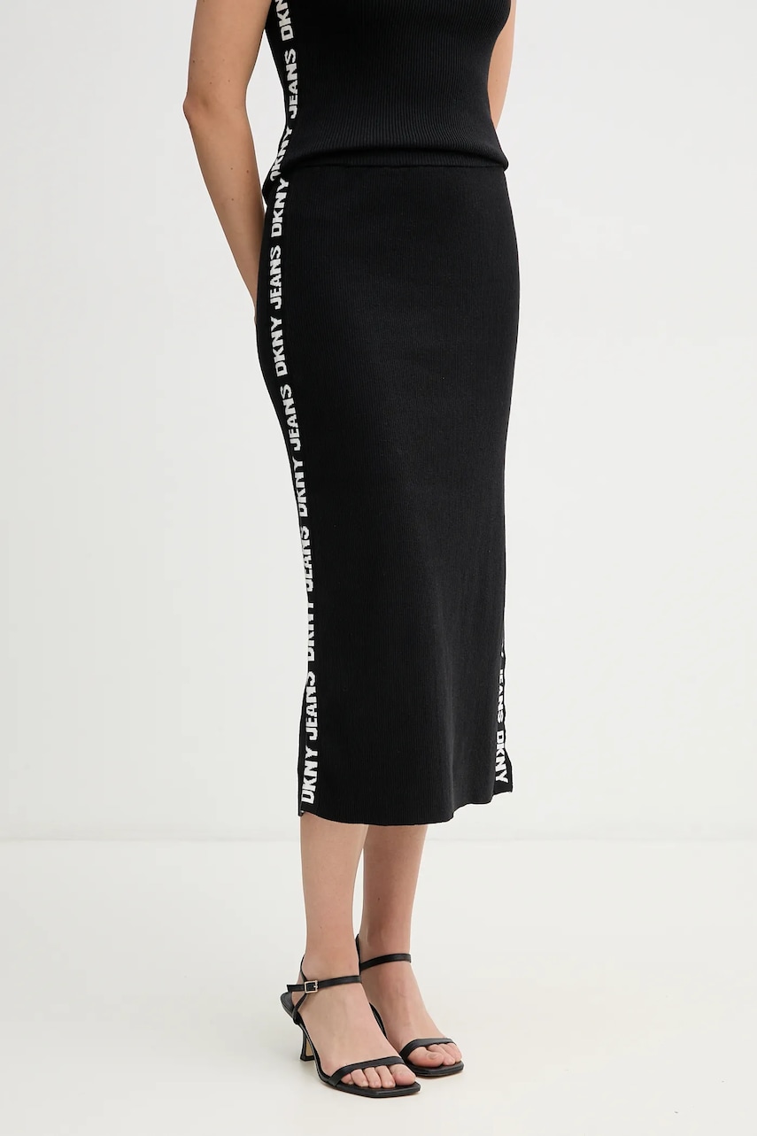 Dkny spódnica kolor czarny midi ołówkowa