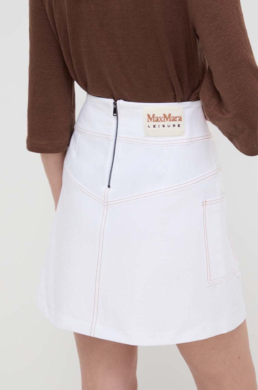 Max Mara Leisure fustă culoarea alb, mini, evazați, 2416771018600 2416770000000