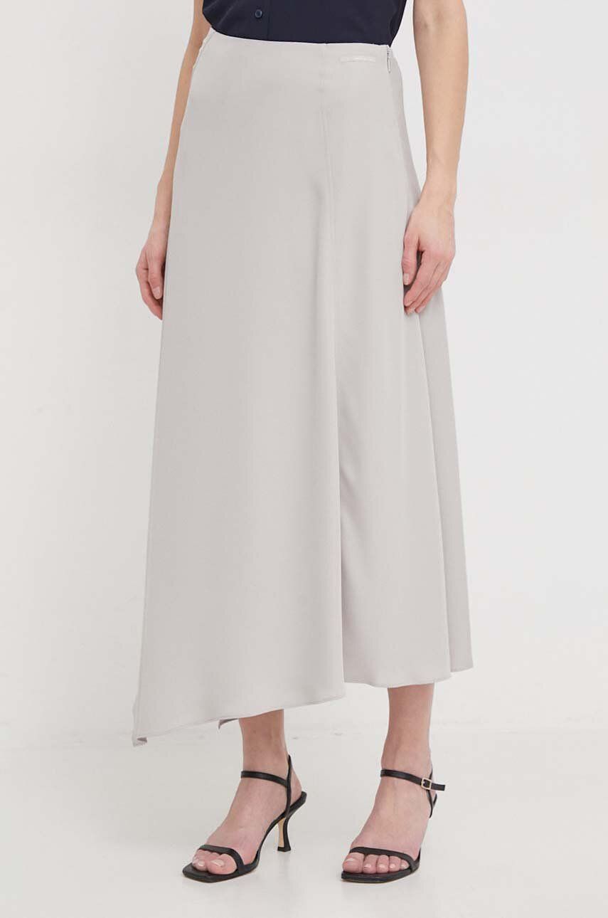 Levně Sukně Calvin Klein šedá barva, midi, áčková, K20K206845