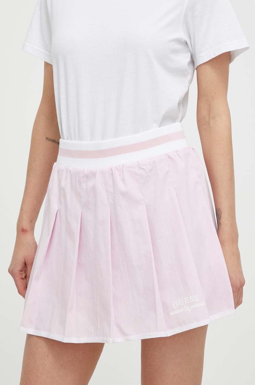 Levně Sukně Guess ARLETH růžová barva, mini, áčková, V4GD19 WG2Q0