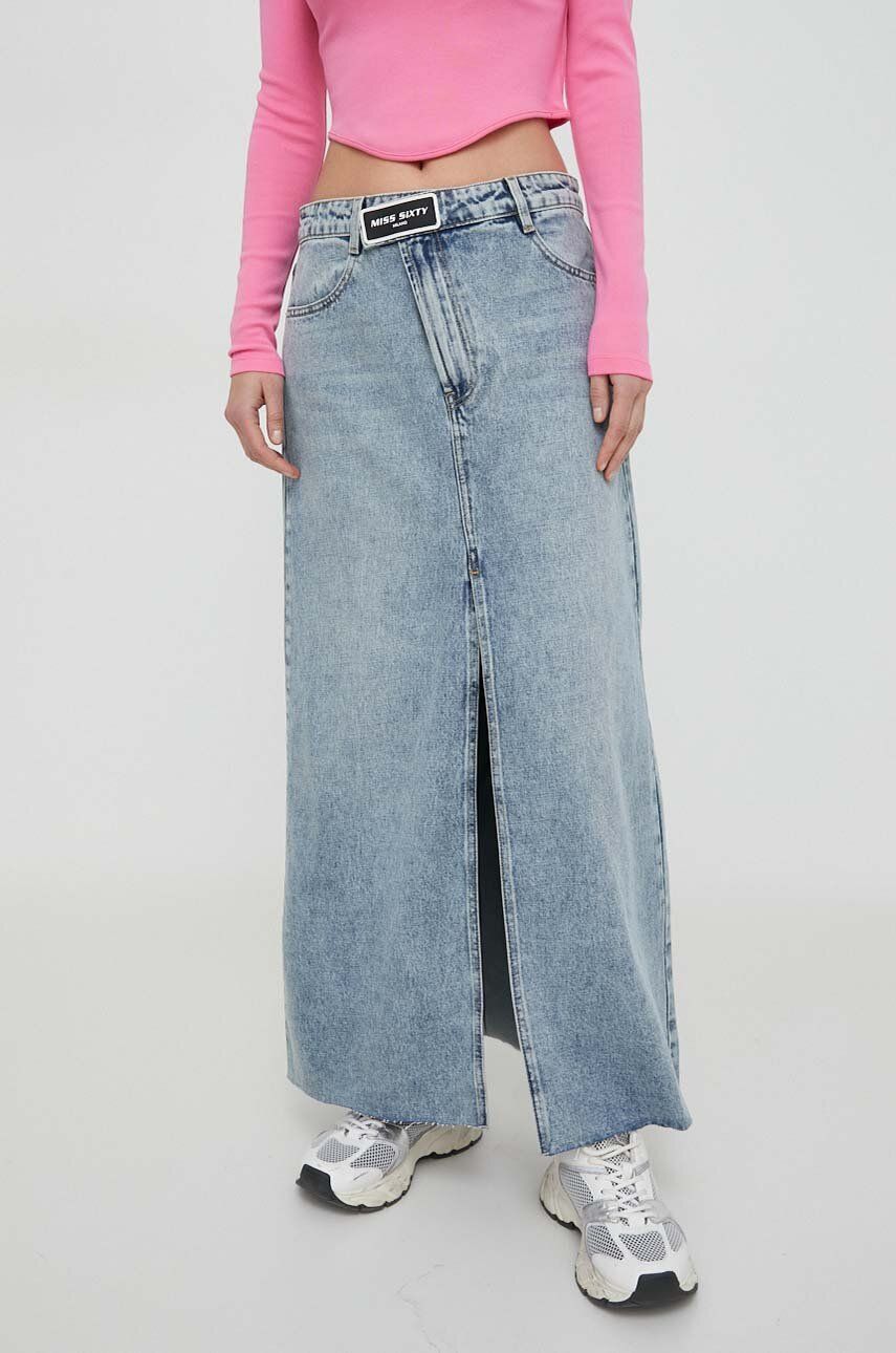 Miss Sixty fusta jeans maxi, drept