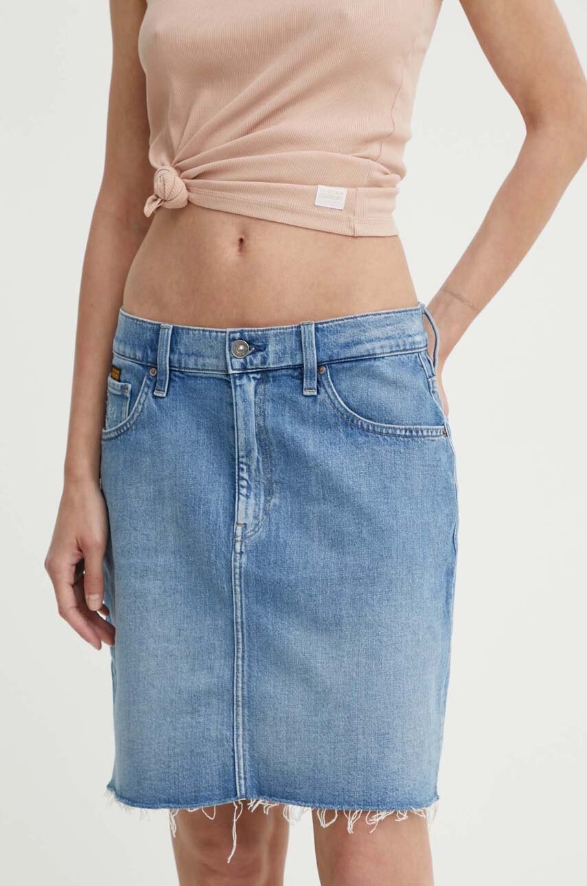 

Дънкова пола G-Star Raw в синьо къса със стандартна кройка, Син