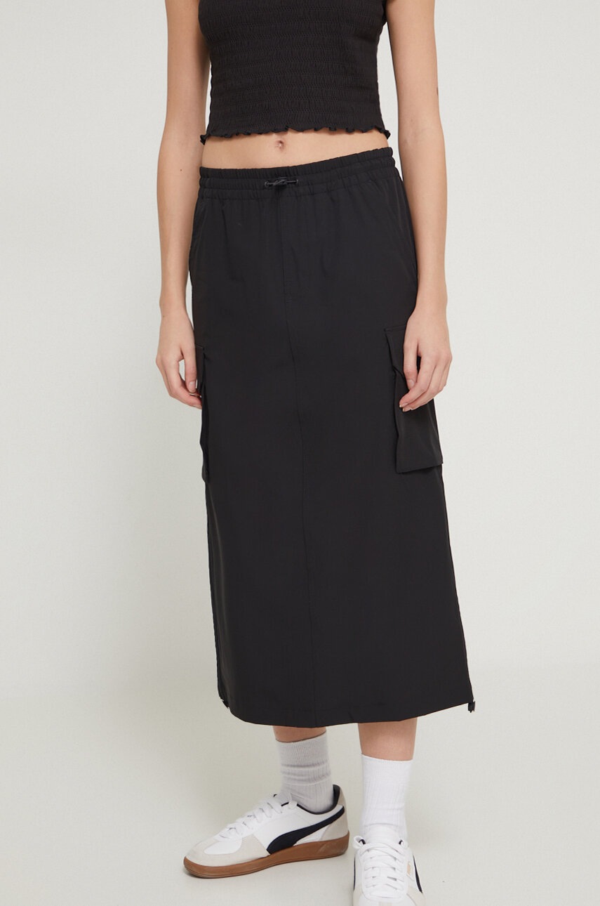 Tommy Jeans fusta culoarea negru, midi, drept