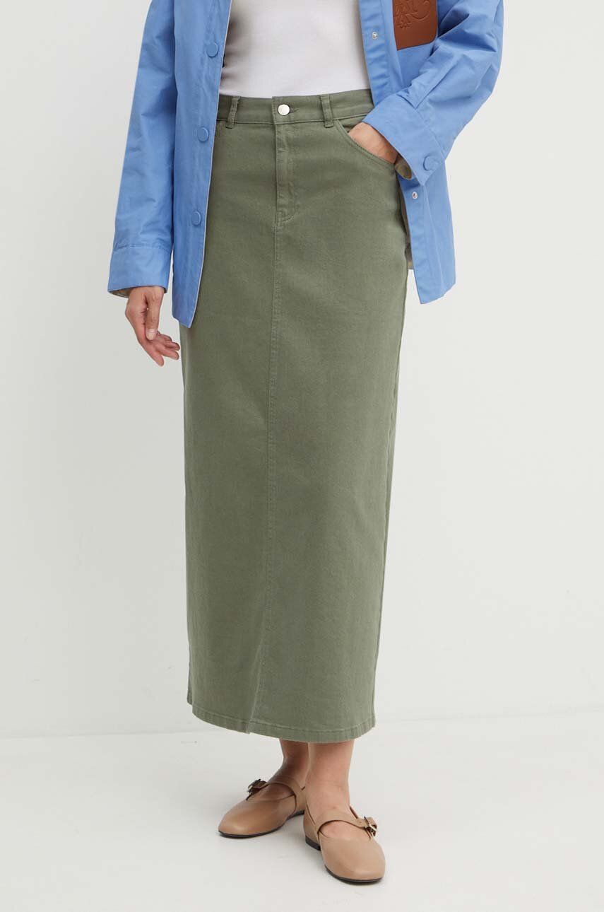 Džínová sukně MAX&Co. zelená barva, maxi, áčková, 2416101023200
