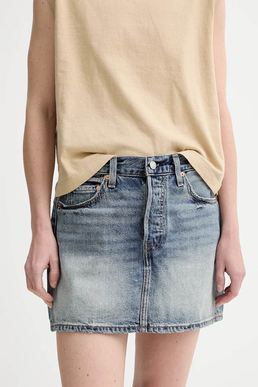 Levi's fusta jeans culoarea gri, mini, drept