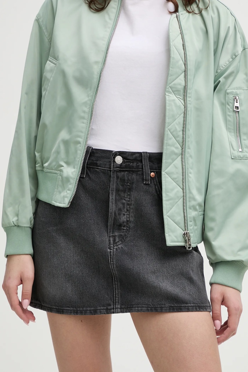 Levi\'s fusta jeans culoarea gri, mini, drept